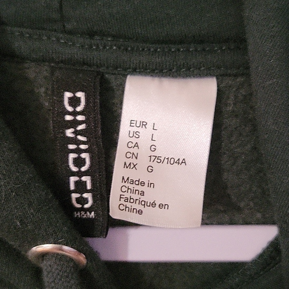 Hoodie H&M Divided Unisex Dark Green Size Large - Picture 3 of 7